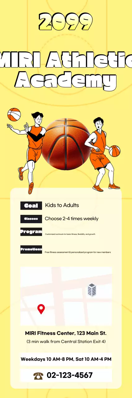 Anúncio amarelo retrô da Academia Atlética