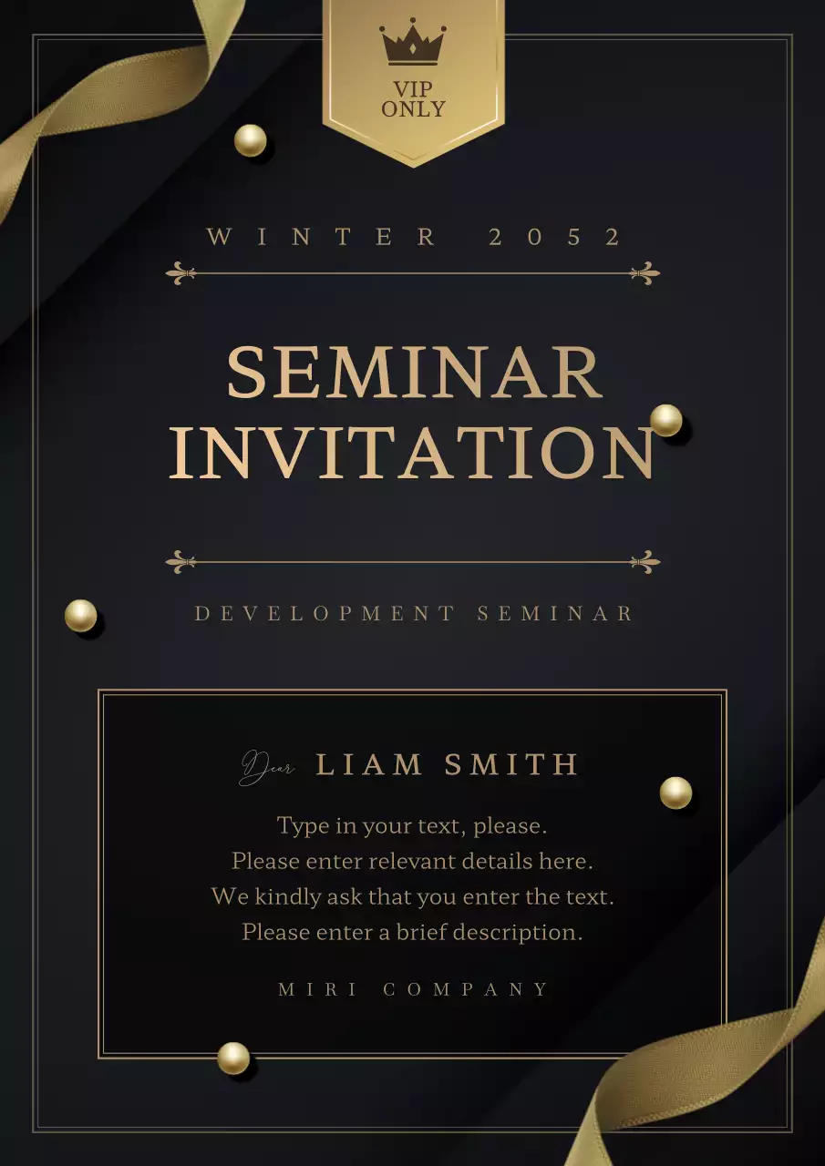 Conference invitation in black and gold