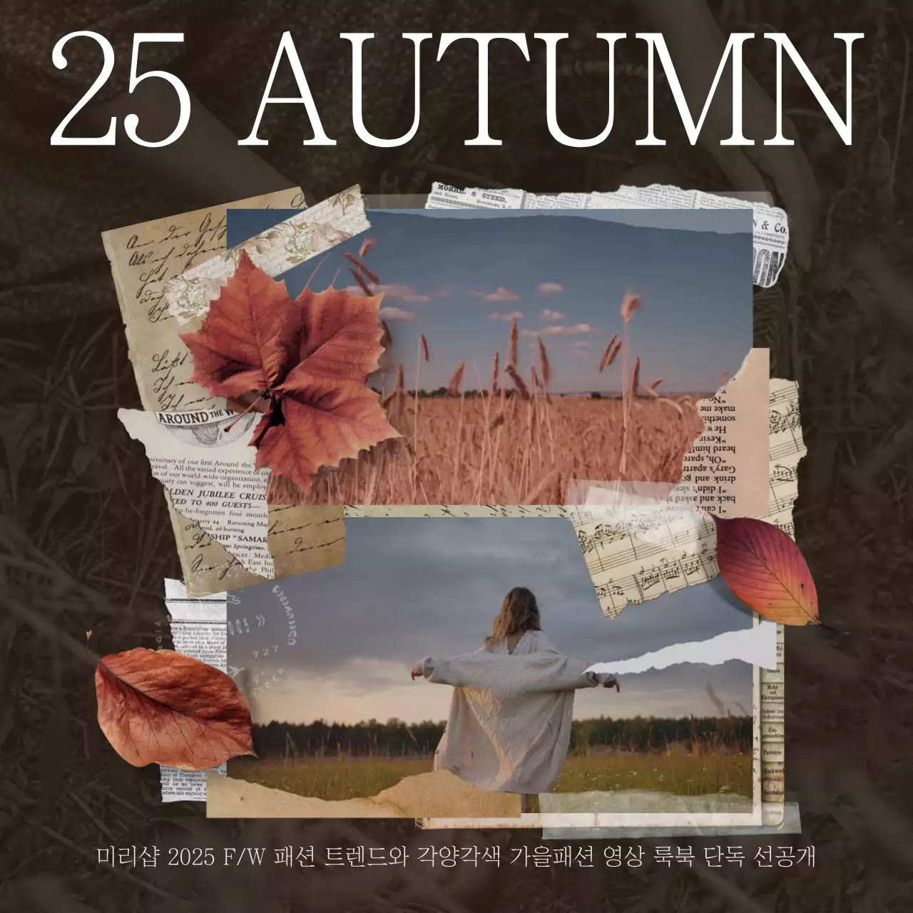 갈색과 빨강색의 모던한 가을 패션 홍보