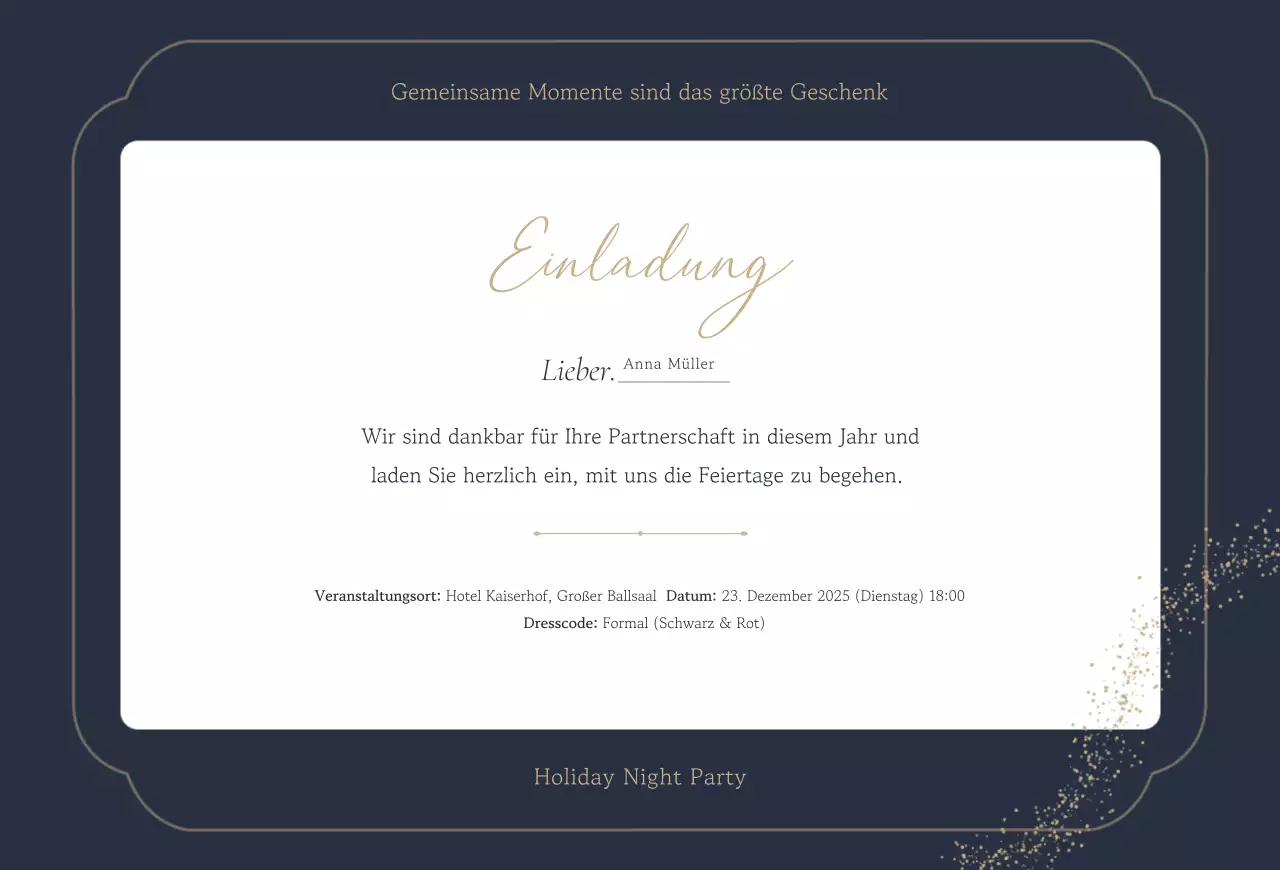 Elegante Party-Einladung in Marineblau
