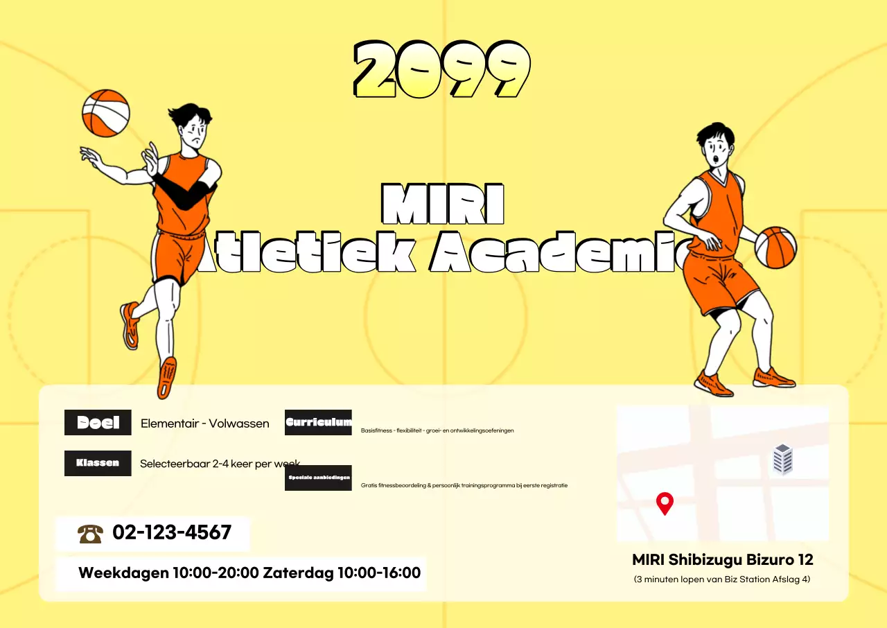 Gele Retro Athletic Academy-advertentie