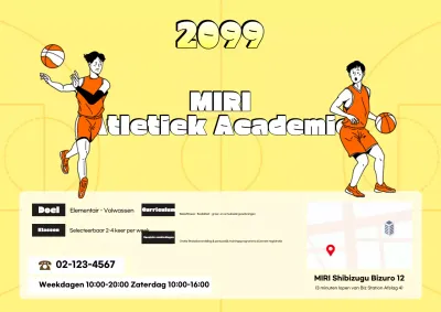 Gele Retro Athletic Academy-advertentie