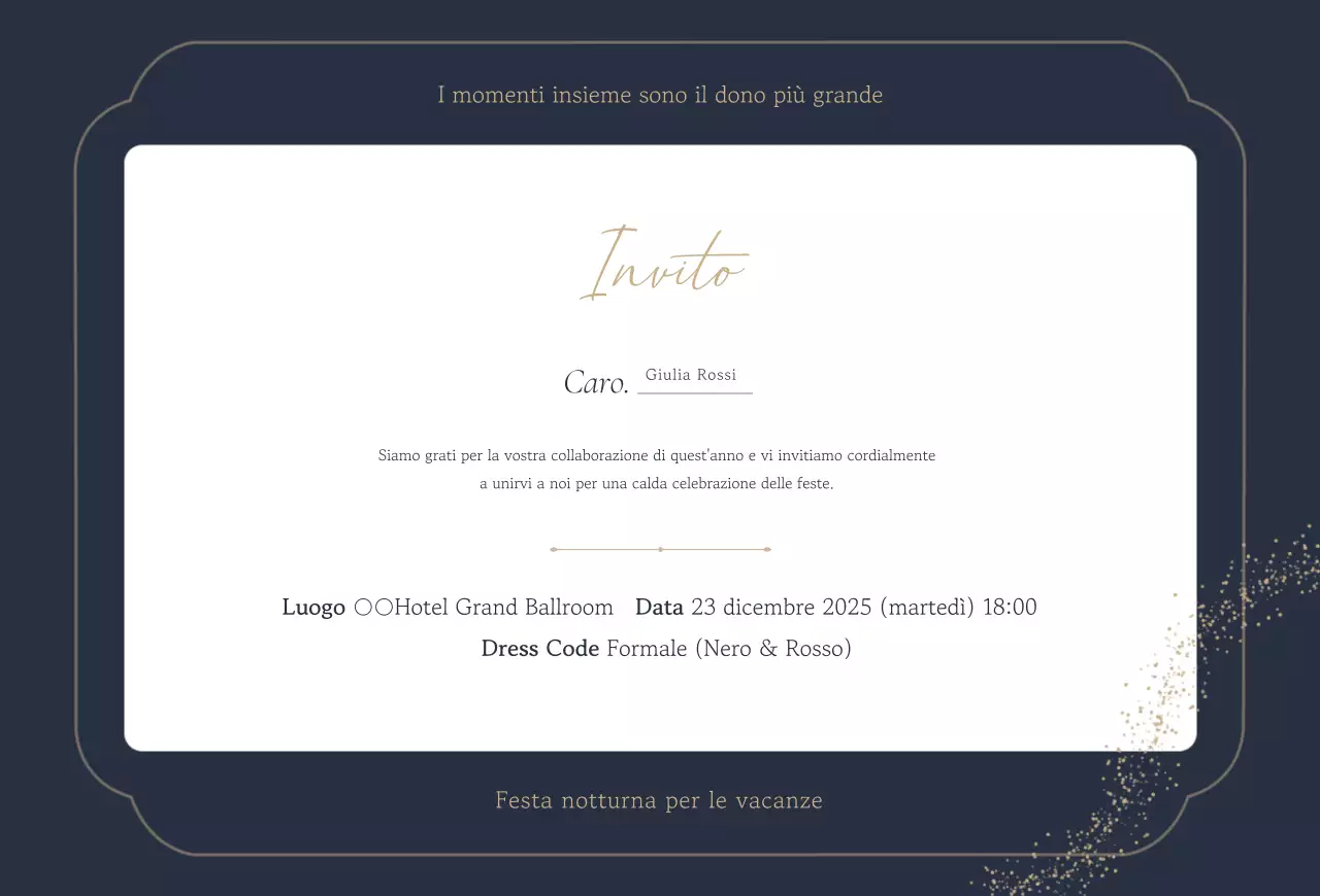 Invito elegante per una festa in blu navy