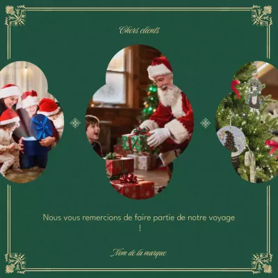 Carte de vœux de Noël classique vintage verte et or pour les réseaux sociaux