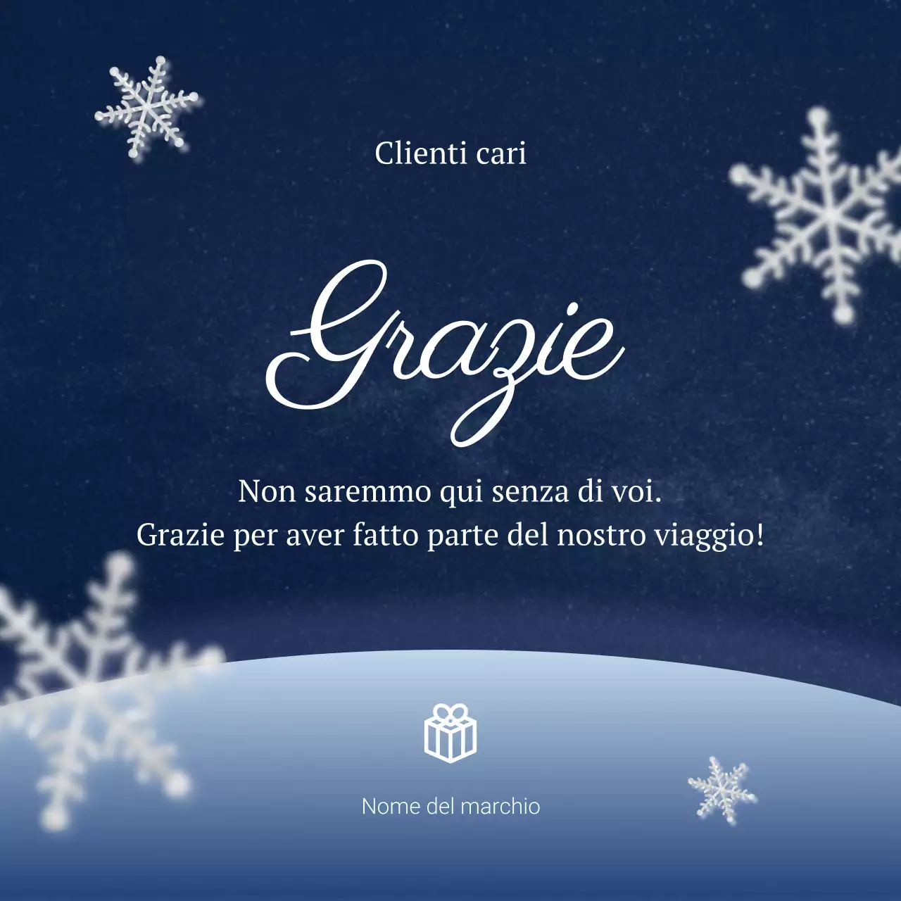 Quadrato dei social media per i saluti di Capodanno minimalisti classici blu e bianchi