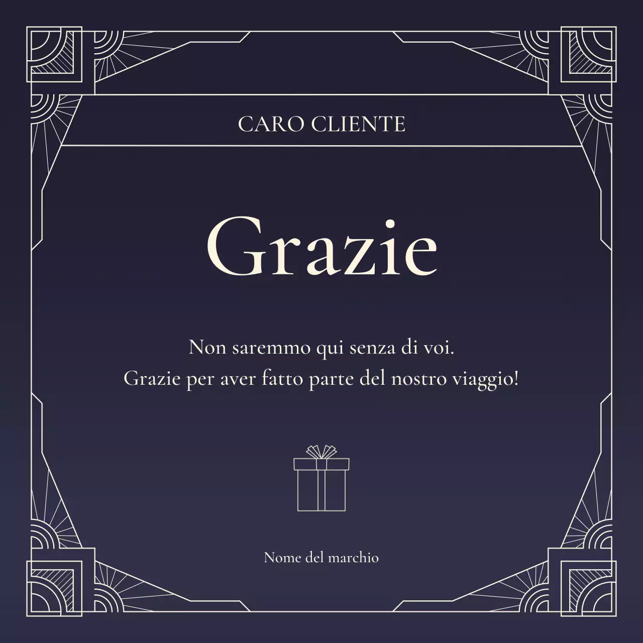 Saluto di Capodanno in stile Deco Art blu e beige sui social media