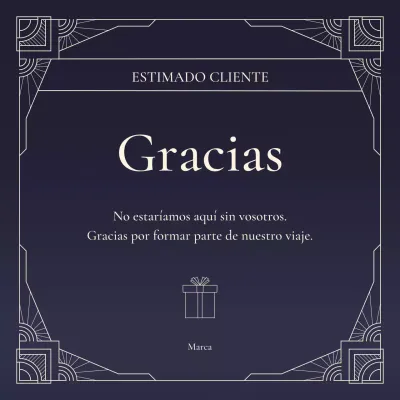 Cuadrado de felicitación de Año Nuevo con arte decorativo azul y beige para redes sociales