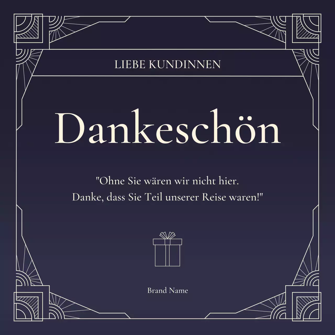 Blau-beige Art-déco-Neujahrsgrüße Social-Media-Platz