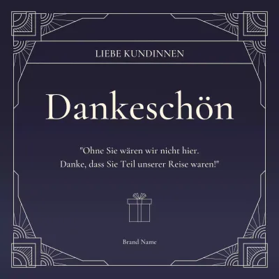 Blau-beige Art-déco-Neujahrsgrüße Social-Media-Platz