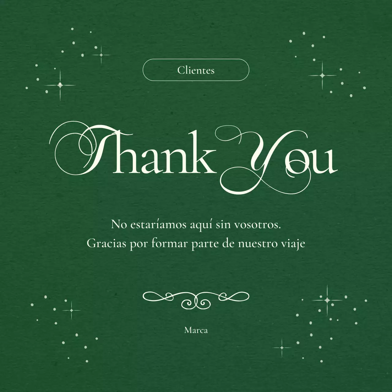 Cuadrado de felicitación de Año Nuevo clásico en verde y blanco para redes sociales