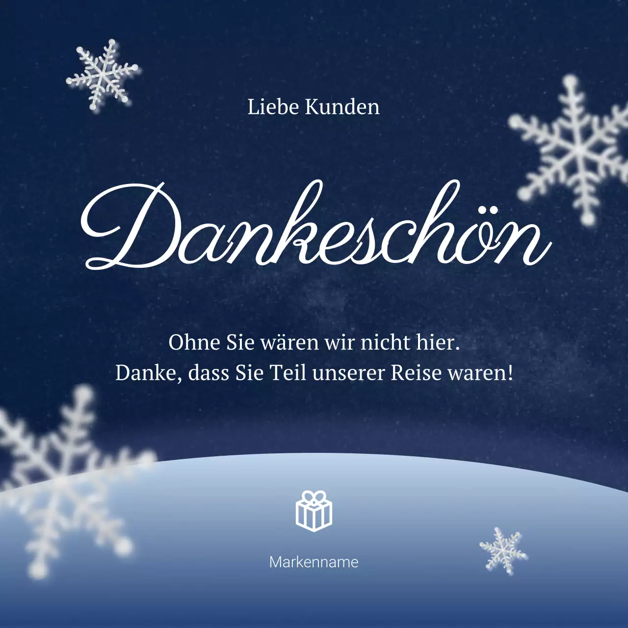 Blau-weiße, klassisch-minimalistische Neujahrsgrüße für soziale Medien (quadratisch)