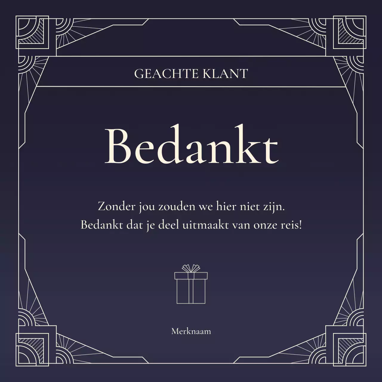 Blauwe en beige decoratieve kunst nieuwjaarsgroet social media vierkant