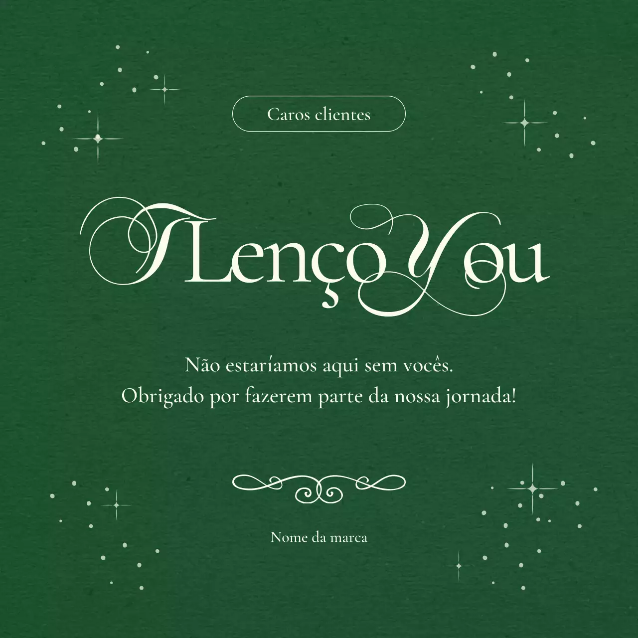 Mensagem clássica de Ano Novo em verde e branco para redes sociais.