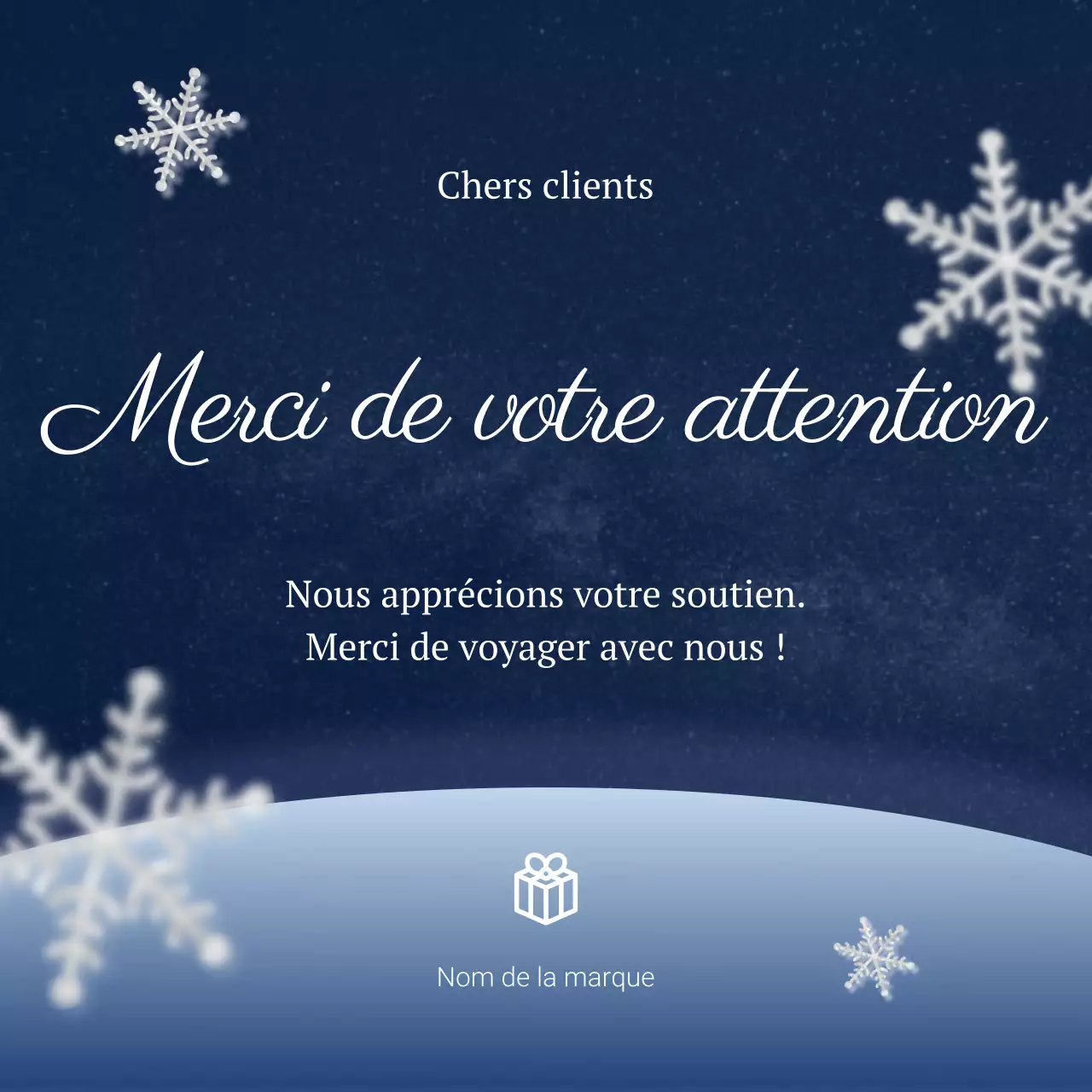 Carte de vœux minimaliste classique bleue et blanche pour le Nouvel An sur les réseaux sociaux