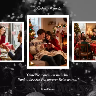 Minimalistischer Weihnachtsgruß in Weiß und Schwarz (Social-Media-Quadrat)