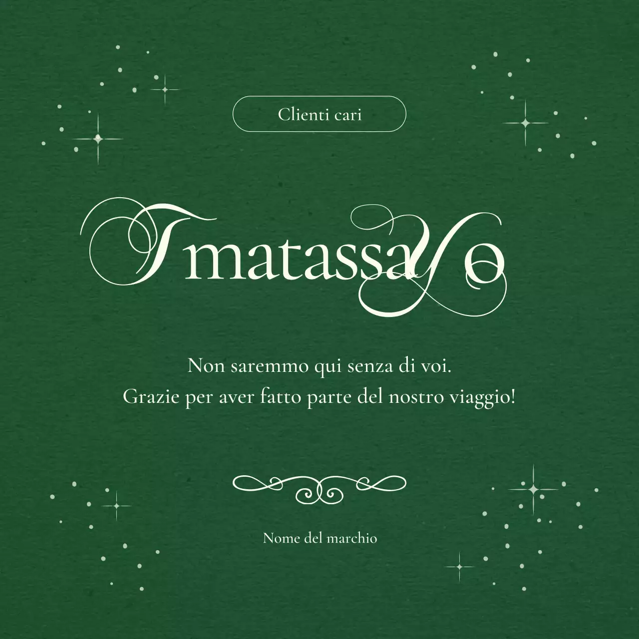 Quadrato dei social media con auguri di Capodanno classici verdi e bianchi