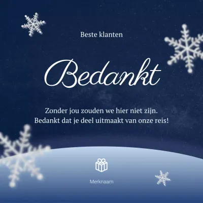 Blauw en wit klassiek minimalistisch nieuwjaarsgroet sociaal media vierkant