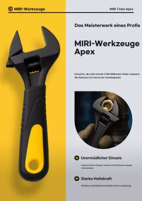 Werbung für modernes Werkzeug in Schwarz