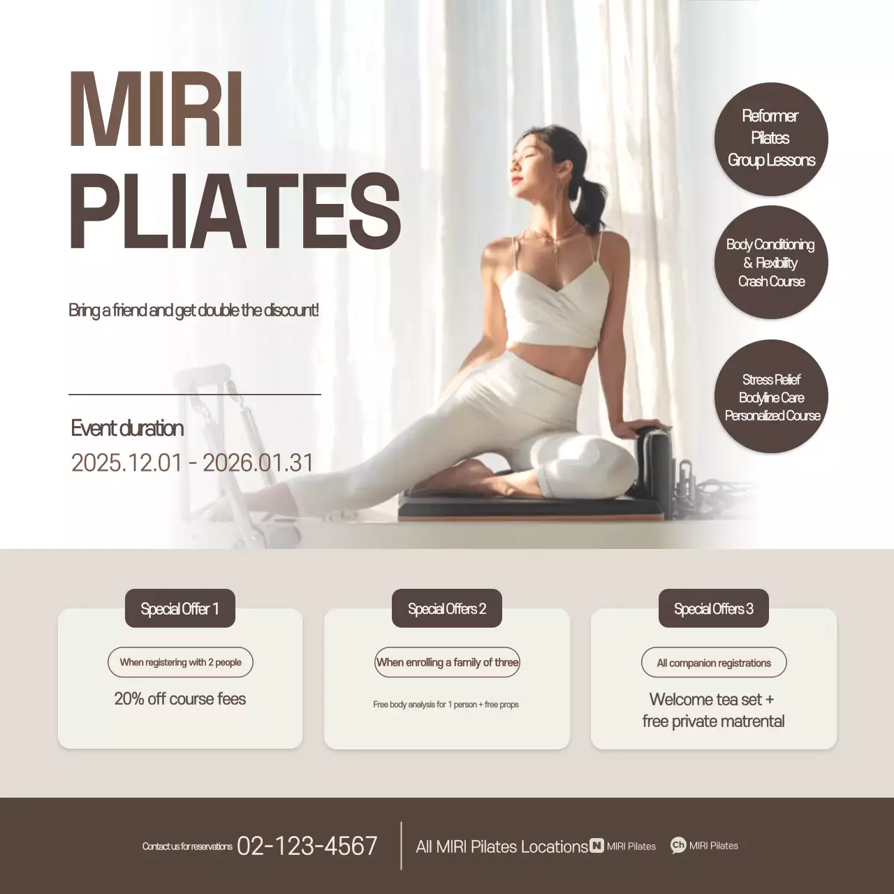 Beige Modern Pilates Promotion