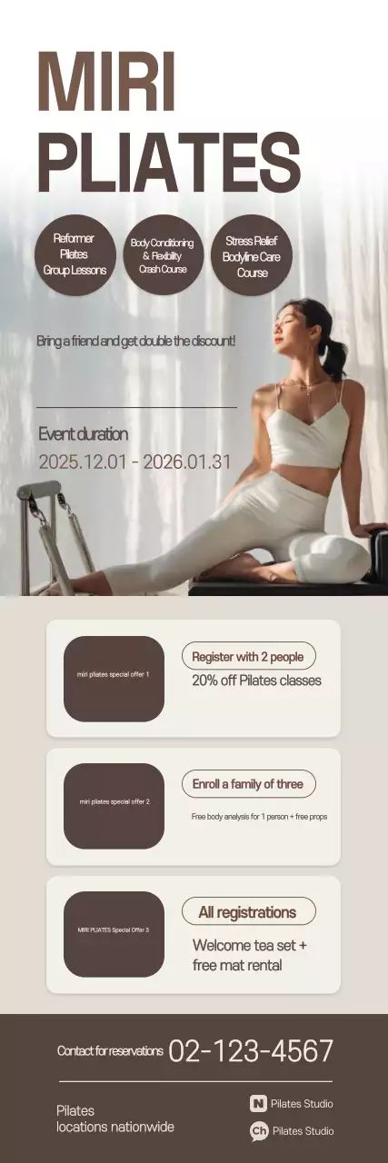 Beige Modern Pilates Promotion