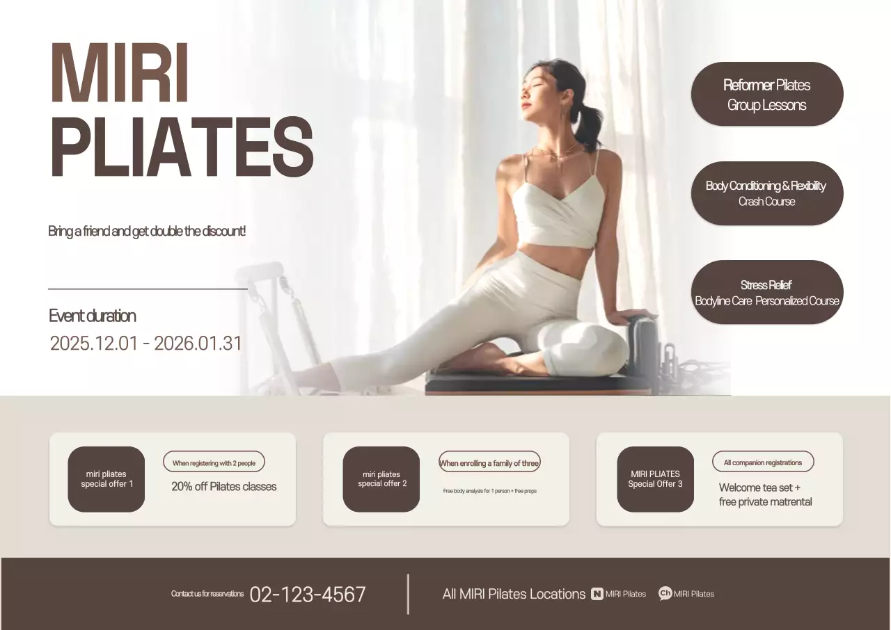 Beige Modern Pilates Promotion