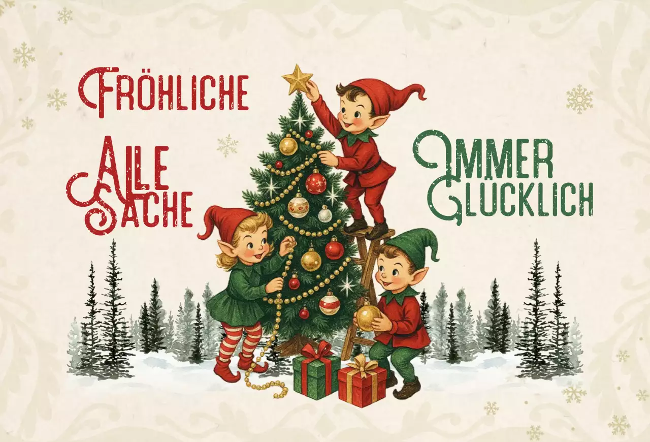Hellgrüne Vintage-Weihnachtspostkarte