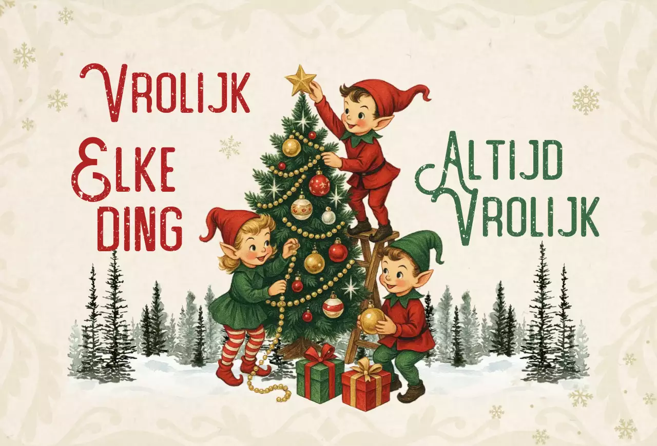 Lichtgroene vintage kerstansichtkaart