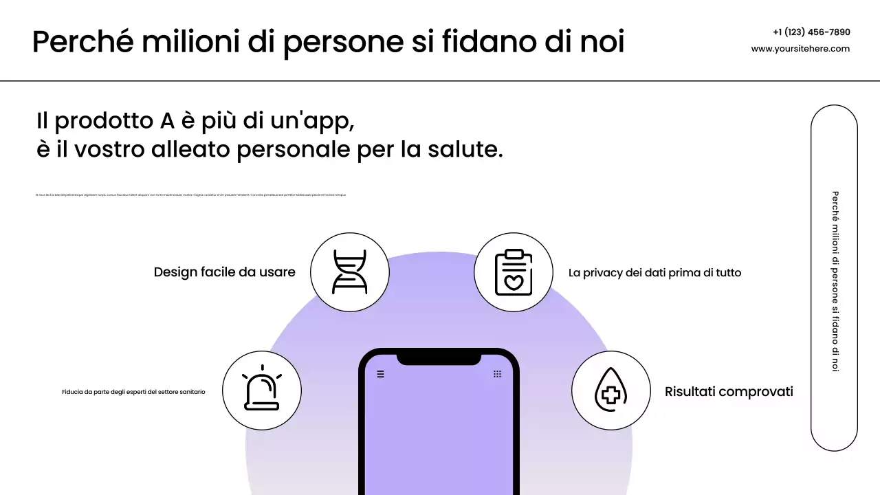 Presentazione promozionale della tecnologia sanitaria moderna viola