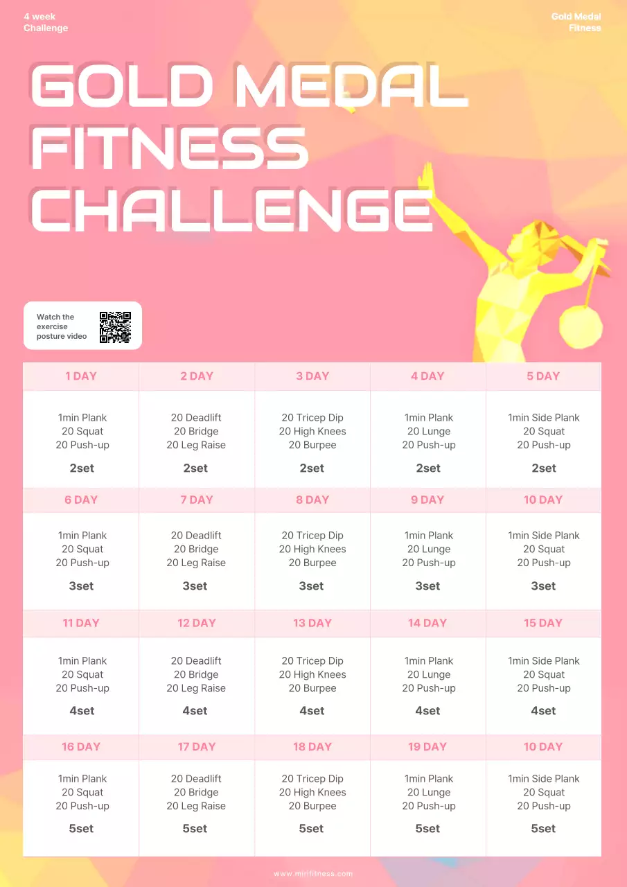 Pink Modern Fitness Schedule Poster