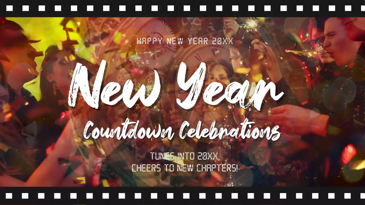 옐로우와 블랙 키치 새해 카운트다운 홍보물