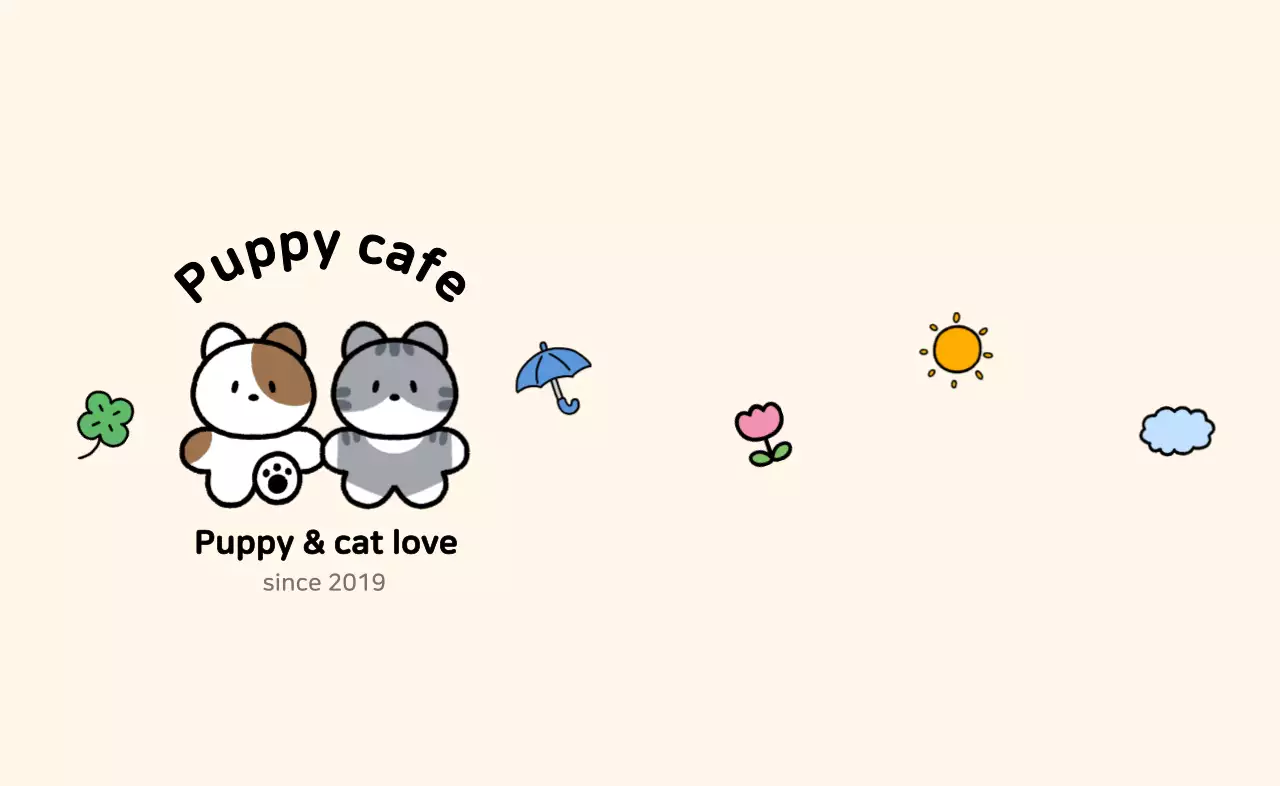 귀여운 동물 일러스트의 애완동물 카페 홍보용