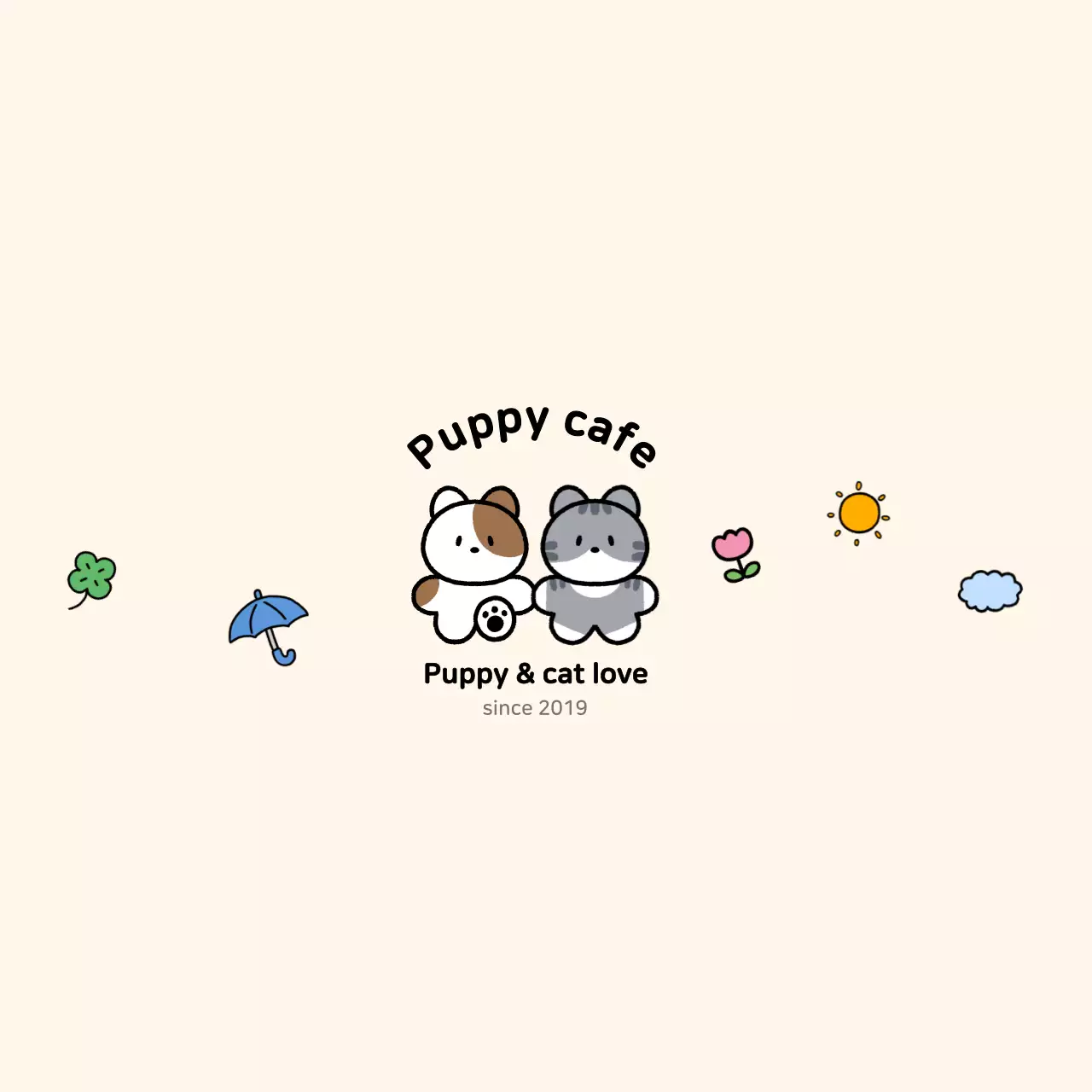 귀여운 동물 일러스트의 애완동물 카페 홍보용