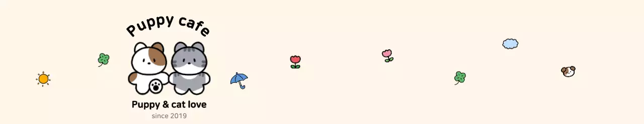 귀여운 동물 일러스트의 애완동물 카페 홍보용