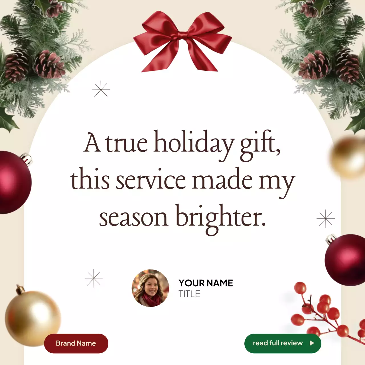 Beige Classic Holiday Greetings Card Social Media