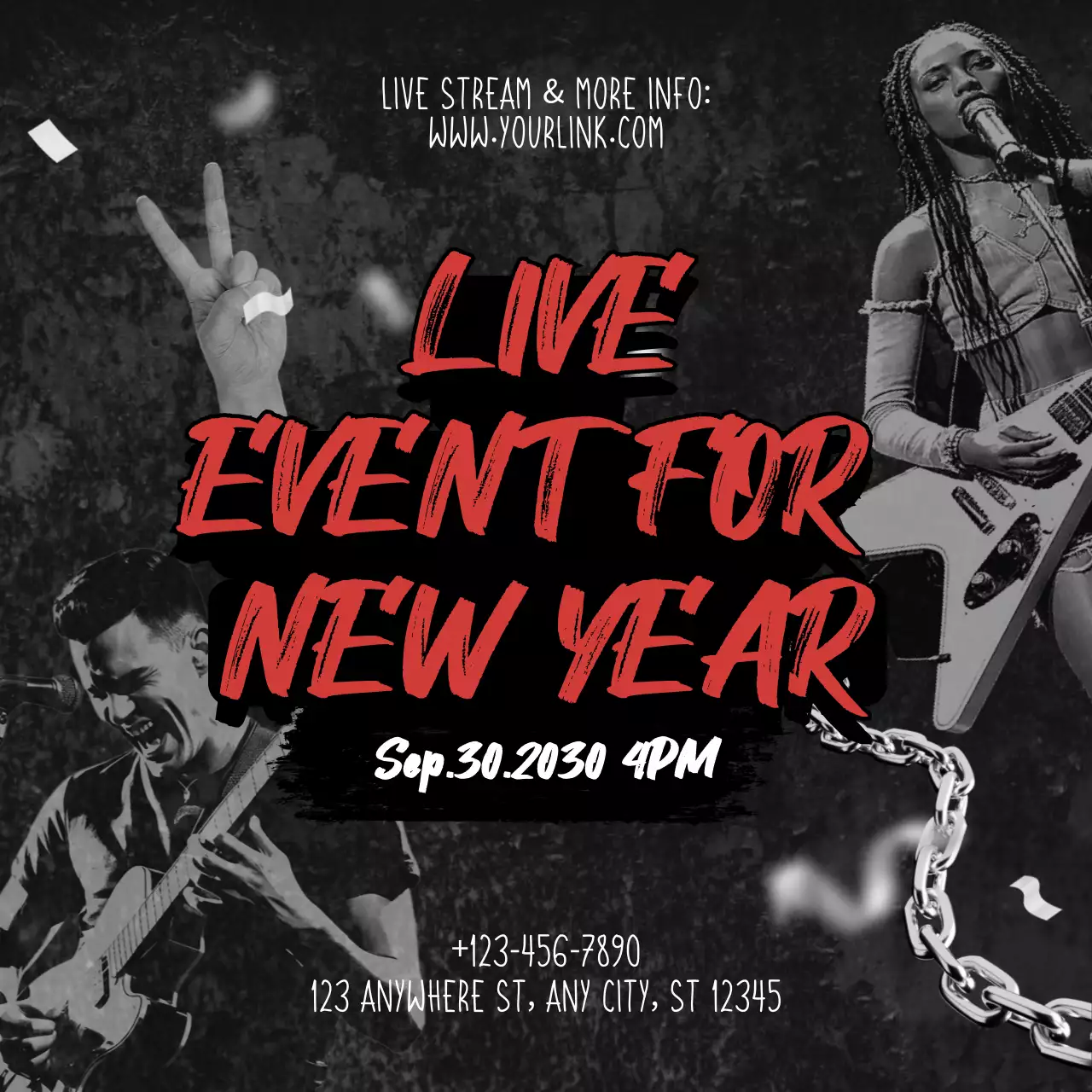 Black and Red Punk Event Announcement for New Year Social Media