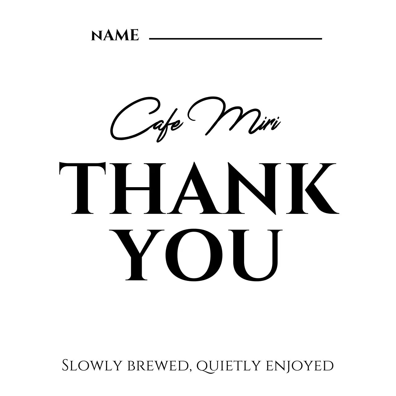白黒 シンプル カフェ メッセージカード サンキュー