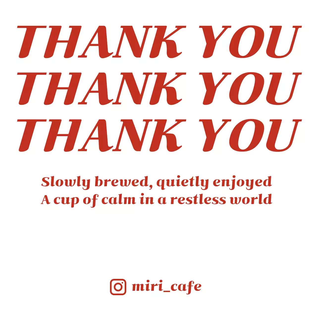 赤 シンプル カフェ ポスター サンキュー