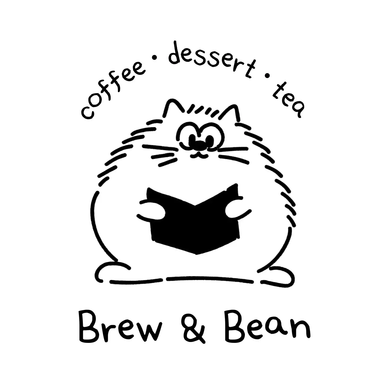 白黒 かわいい カフェ ロゴ イラストロゴ
