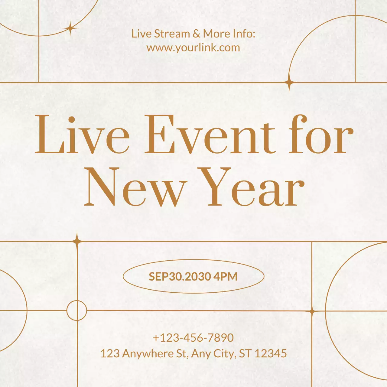 Gold and Beige Art Deco Event Announcement for New Year Social Media
