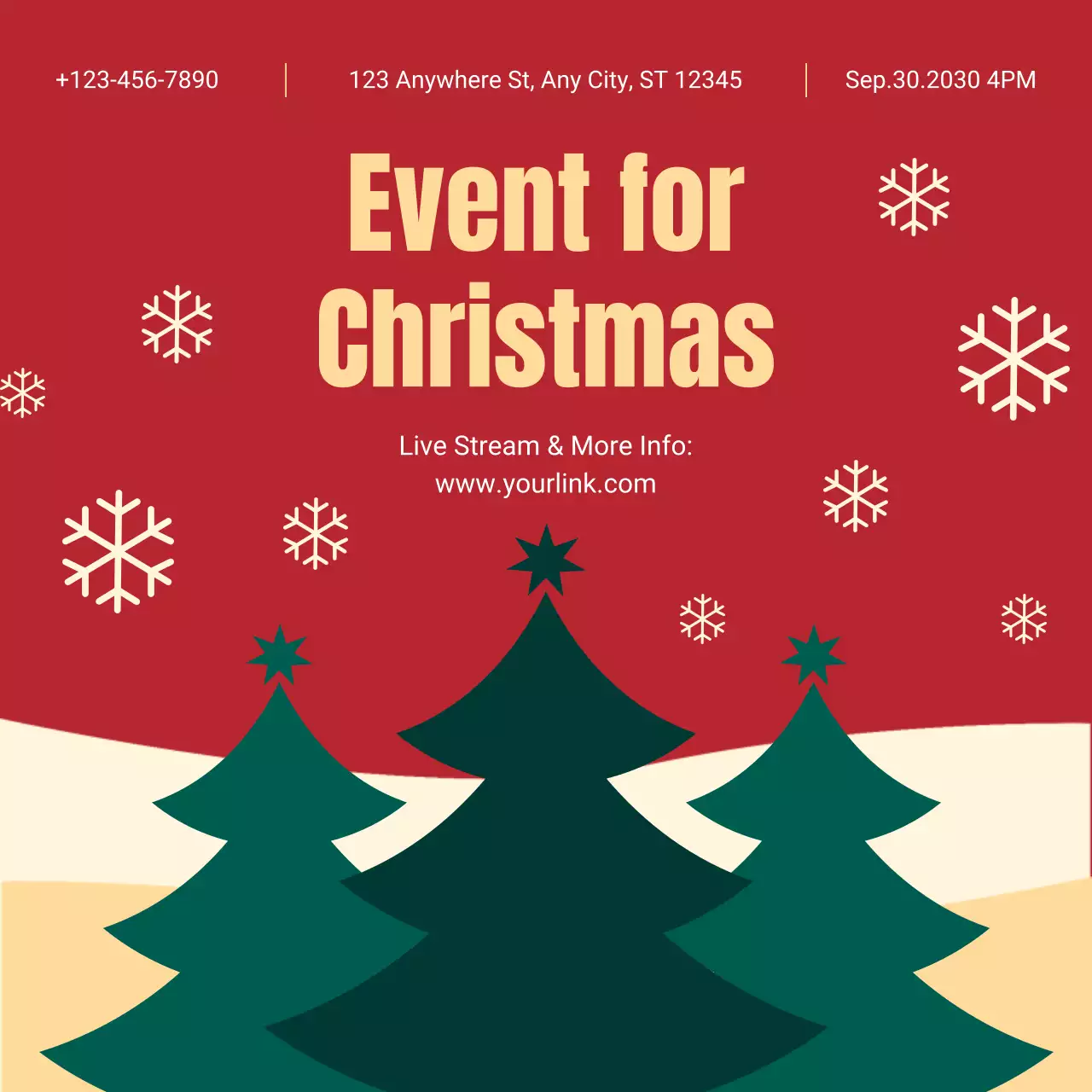 Red Flat Illustration Christmas Event Announcement