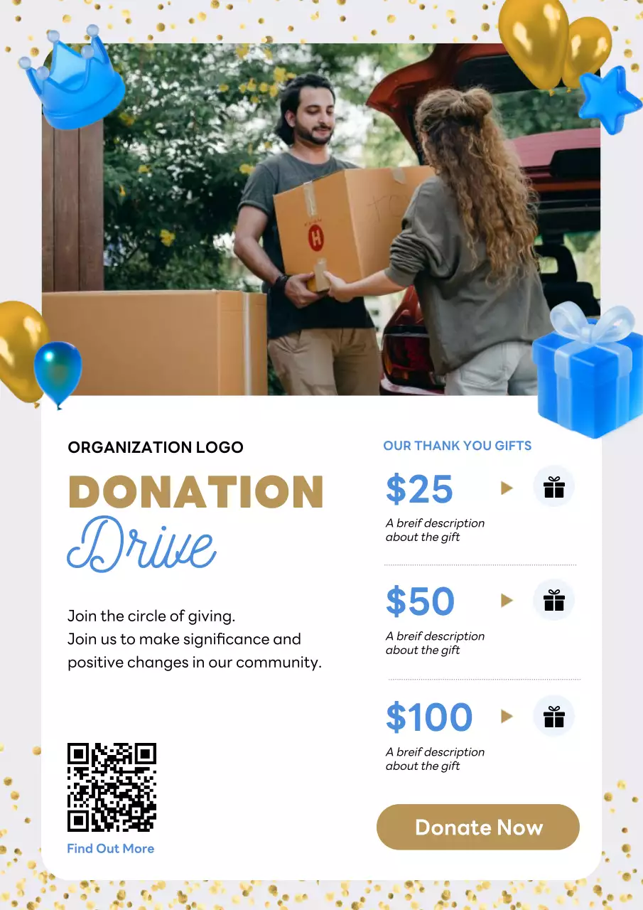 Gold Modern Donation Promotion Poster