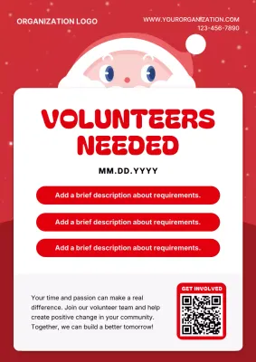 Red Festive Volunteer Announcement Poster