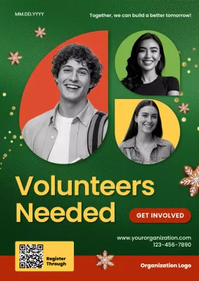 Green Modern Volunteer Recruitment Poster