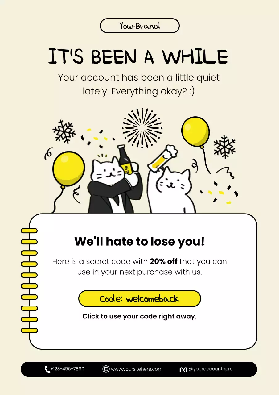 Yellow Cute New Year Promotion Poster