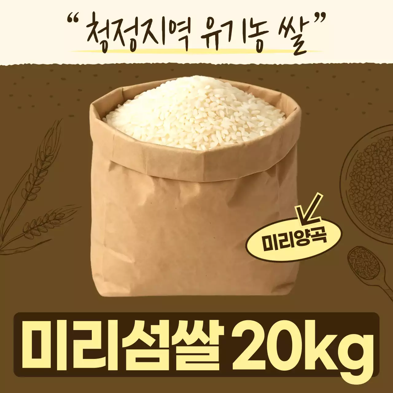 갈색 기본 쌀 제품 홍보
