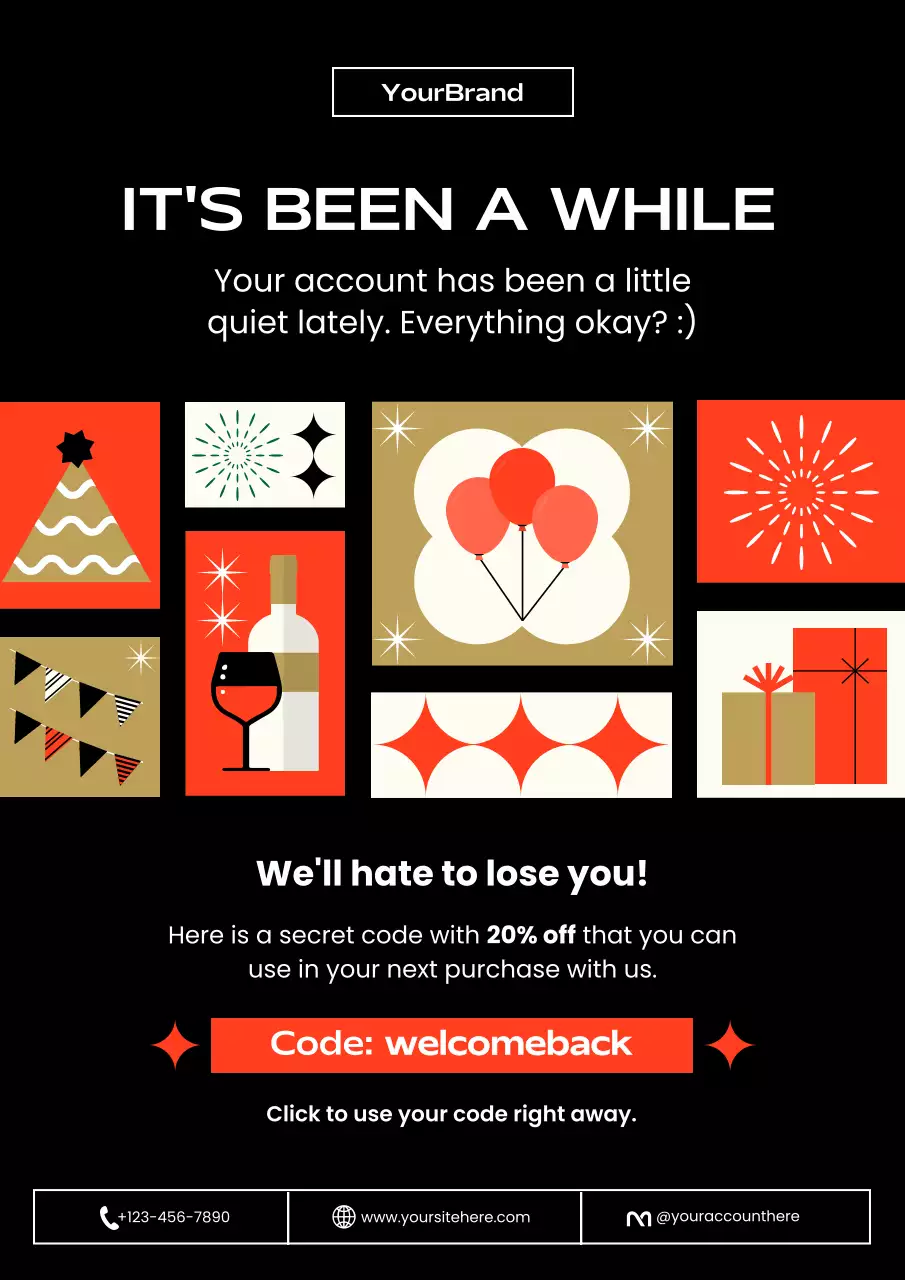 Black and Orange Modern New Year Promotion Poster