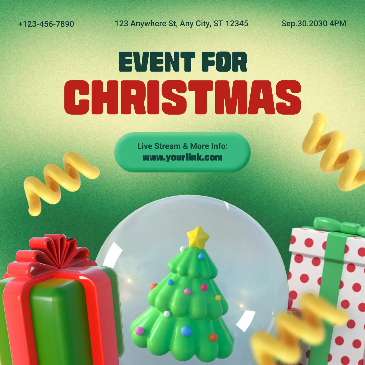 Green 3D Christmas Event Announcement