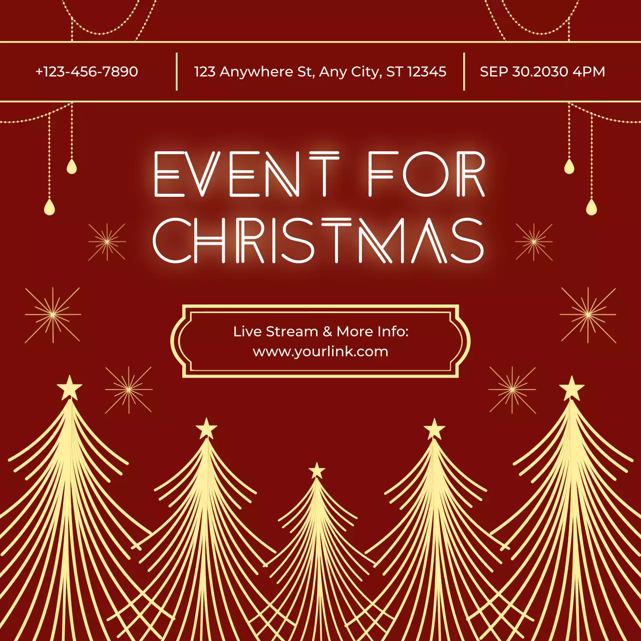 Red and Gold Art Deco Christmas Event Announcement