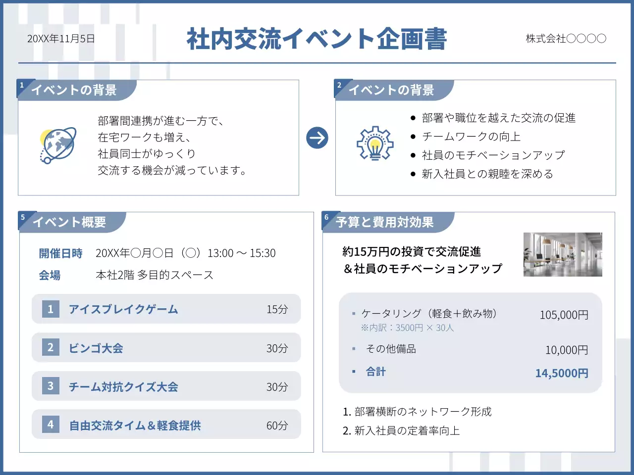 青 シンプル 企画書 企画書 プレゼンテーション