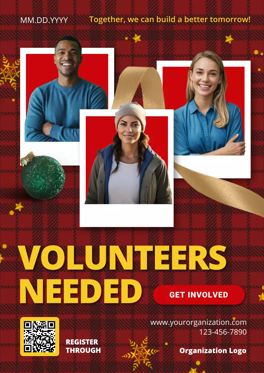 Red Modern Volunteer Announcement Poster